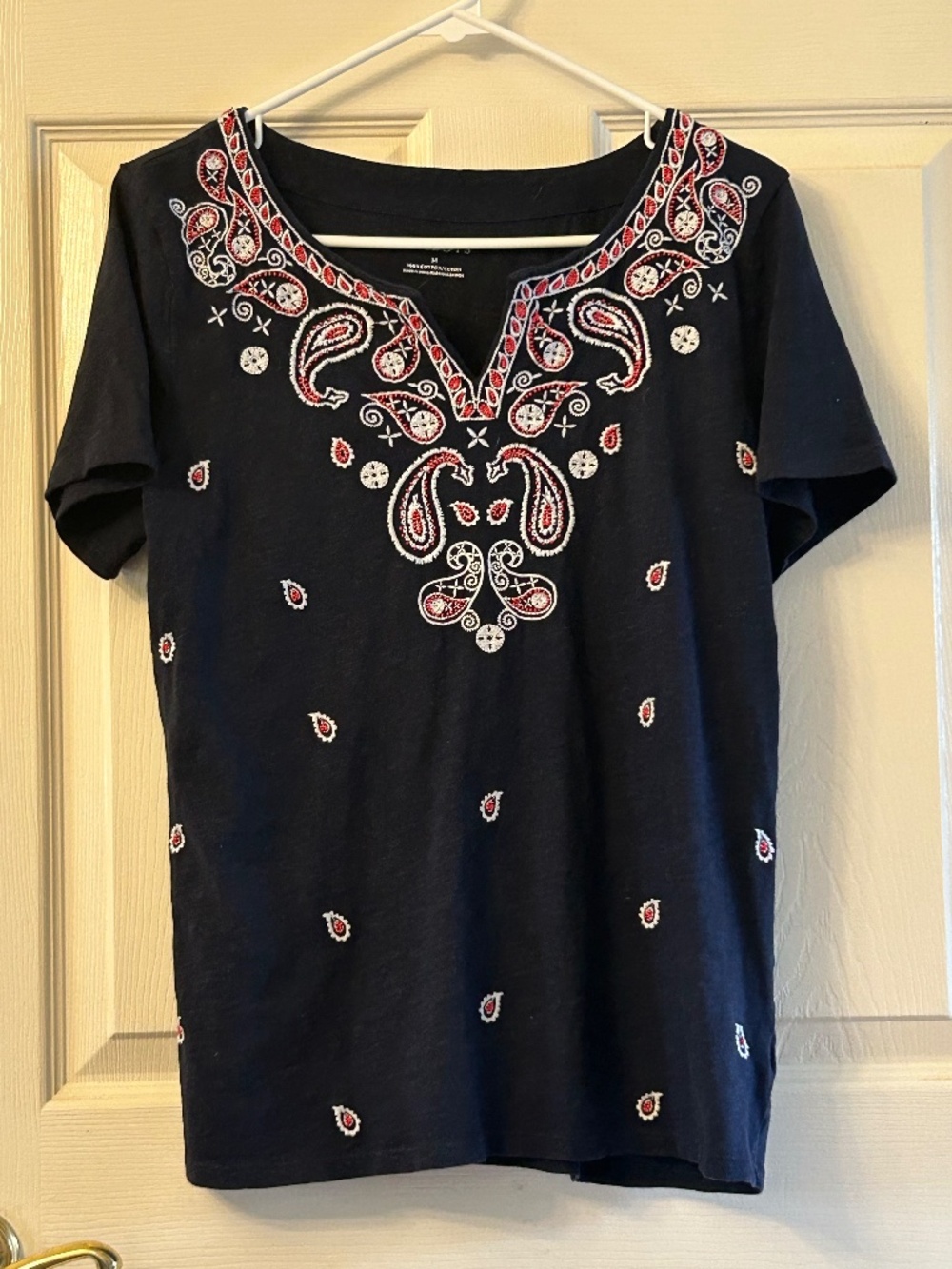 Talbots Beaded/Embroidered T-shirt, Size M